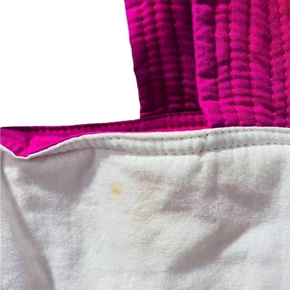 Julia Pinkham Vintage Parrot Pink and White Tote Bag Purse - Picture 6 of 9